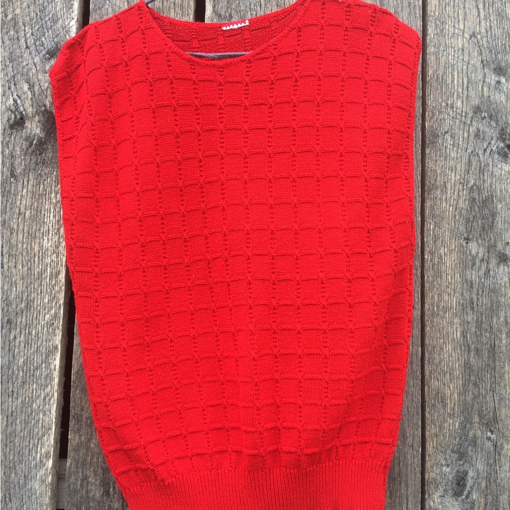 Vintage Red Sleeveless Sweater